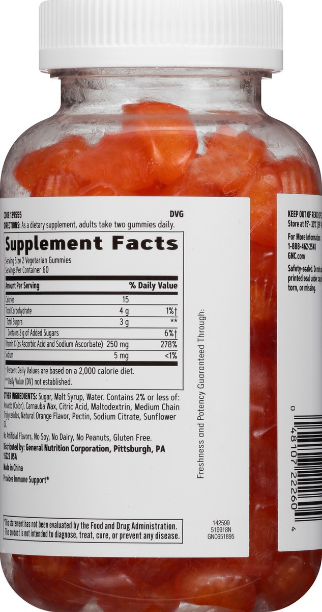 slide 6 of 12, GNC Gummies 250 mg Orange Vitamin C 120 ea, 120 ct