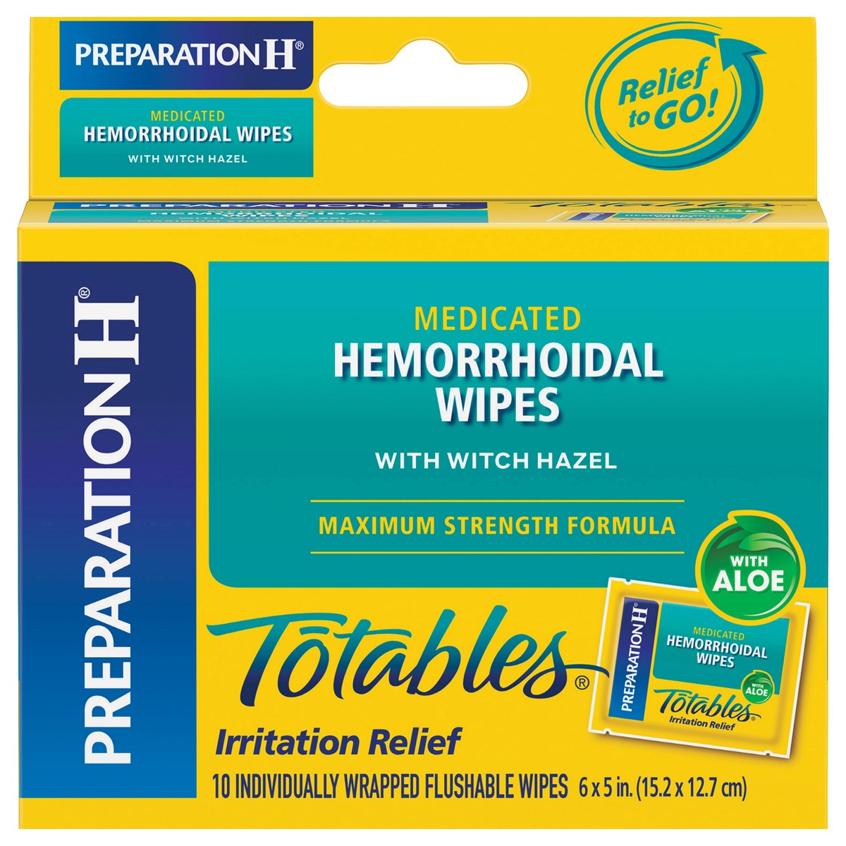 slide 1 of 10, Preparation H Totables Medicated Maximum Strength Formula Hemorrhoidal Wipes 10 ea, 10 ct