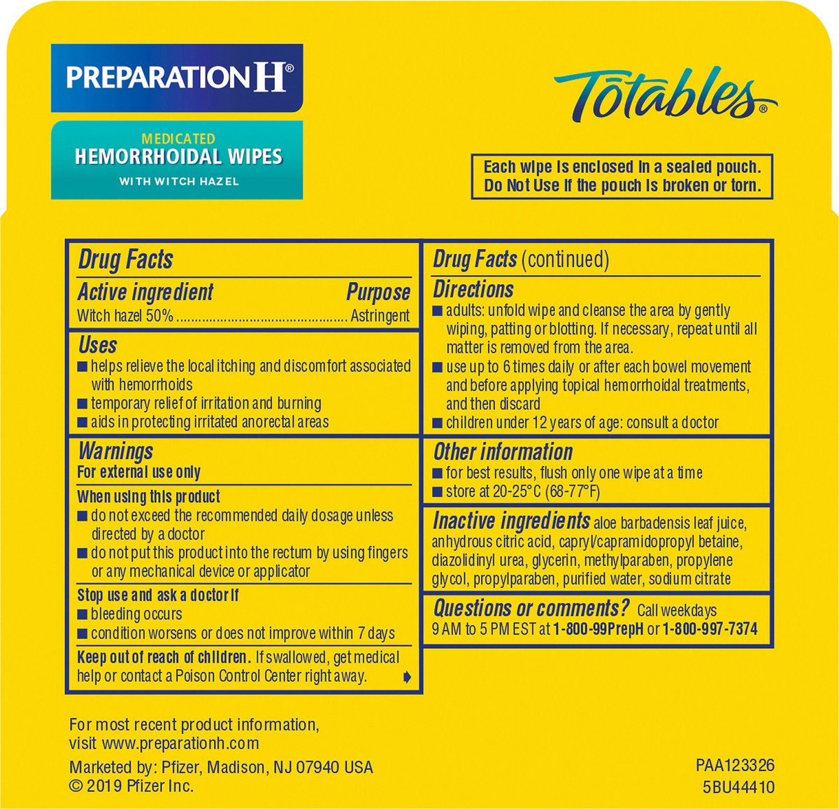 slide 4 of 10, Preparation H Totables Medicated Maximum Strength Formula Hemorrhoidal Wipes 10 ea, 10 ct