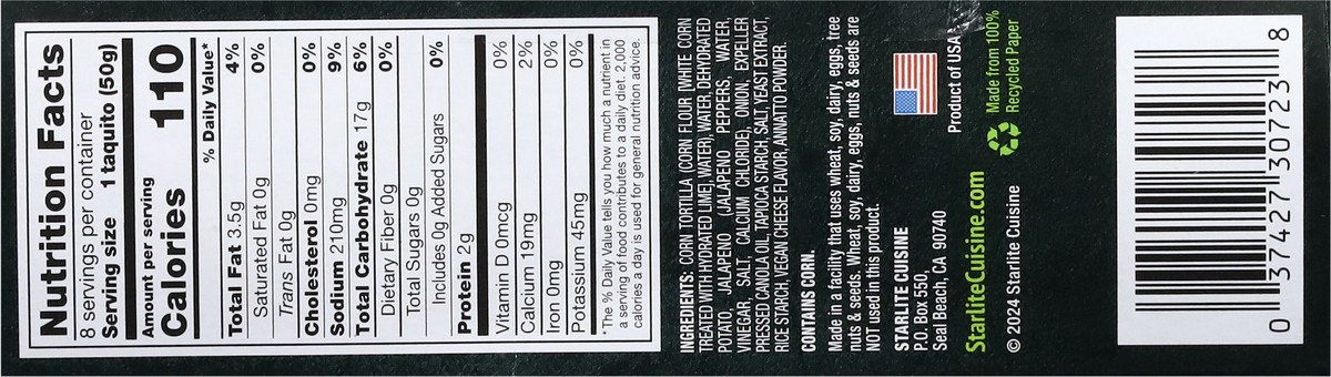 slide 15 of 18, Starlite Cuisine Potato Jalapeno Cheese Large Taquitos 8 Each, 8 ct