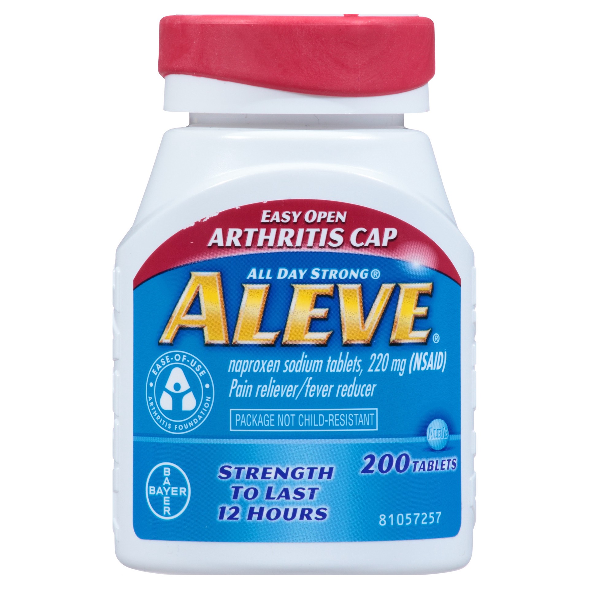 slide 1 of 4, Aleve Easy Open Arthritis Cap Pain Reliever/Fever Reducer Tablets, 200 ct