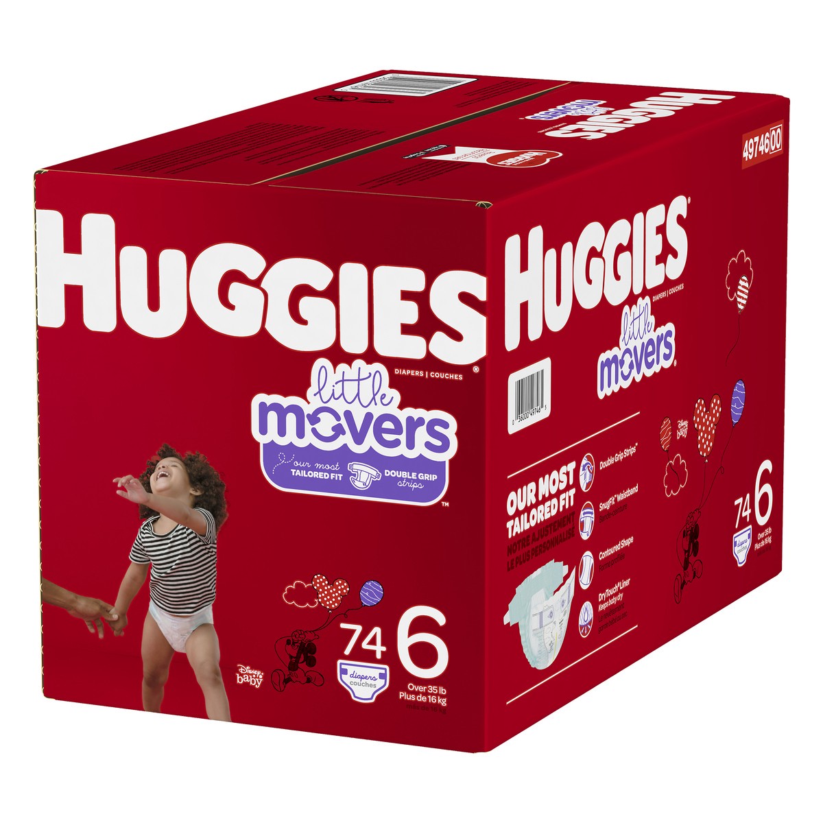 slide 4 of 10, Huggies Little Movers Size 6 (Over 35 lb 16 kg) Disney Baby Diapers 74 ea, 76 ct; Size 6