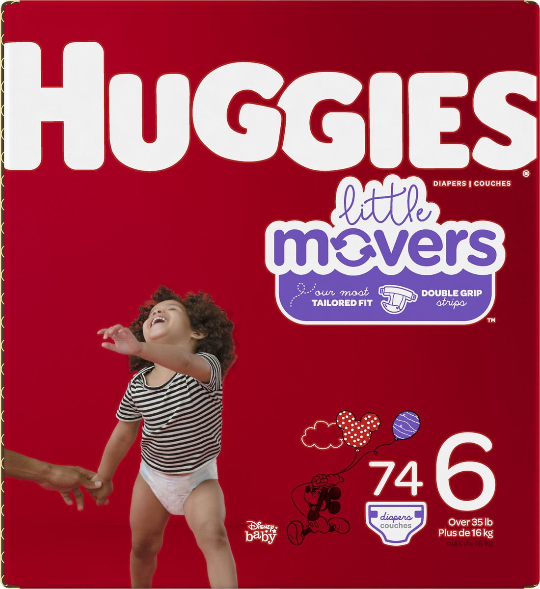 slide 7 of 10, Huggies Little Movers Size 6 (Over 35 lb 16 kg) Disney Baby Diapers 74 ea, 76 ct; Size 6