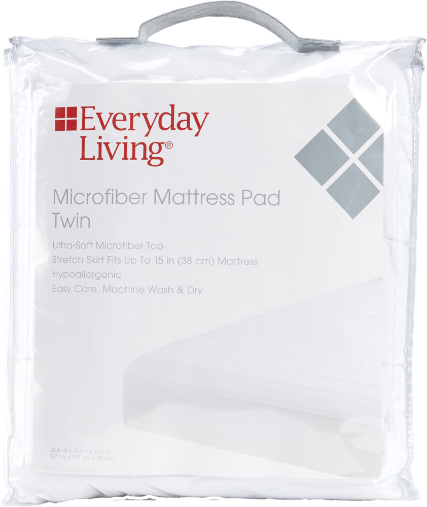 slide 1 of 1, Everyday Living Microfiber Mattress Pad - White, Twin Size