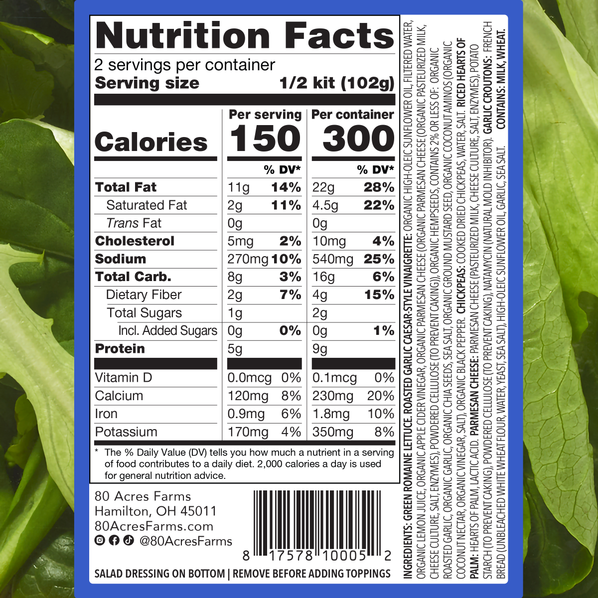 slide 2 of 2, 80 Acres Farms® Hail Caesar™ Salad Kit, 5.2 oz