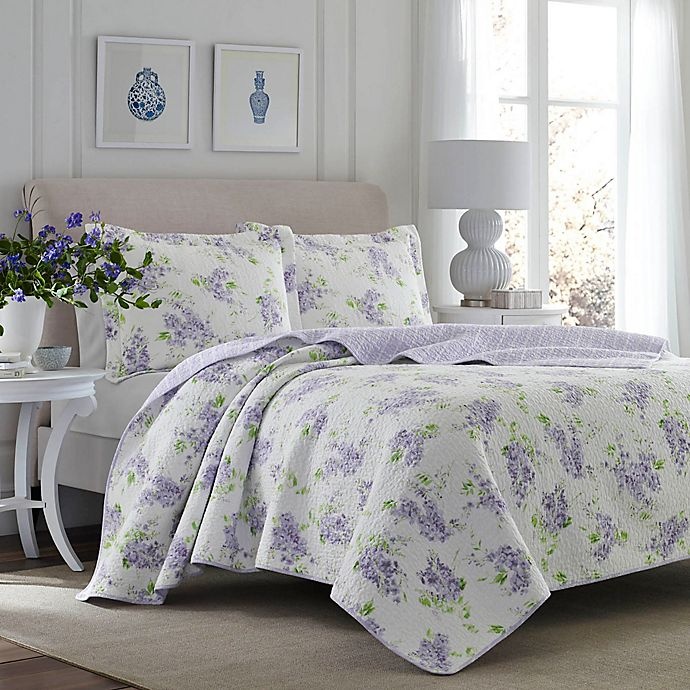 slide 1 of 1, Laura Ashley Keighley Full/Queen Quilt Set - Lilac, 1 ct