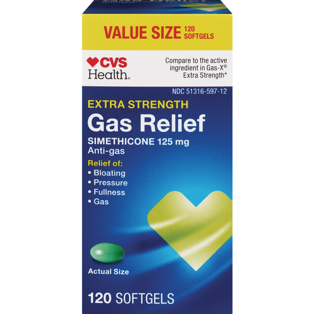 slide 1 of 1, CVS Health Gas Relief 125 Mg Softgel, 120 ct