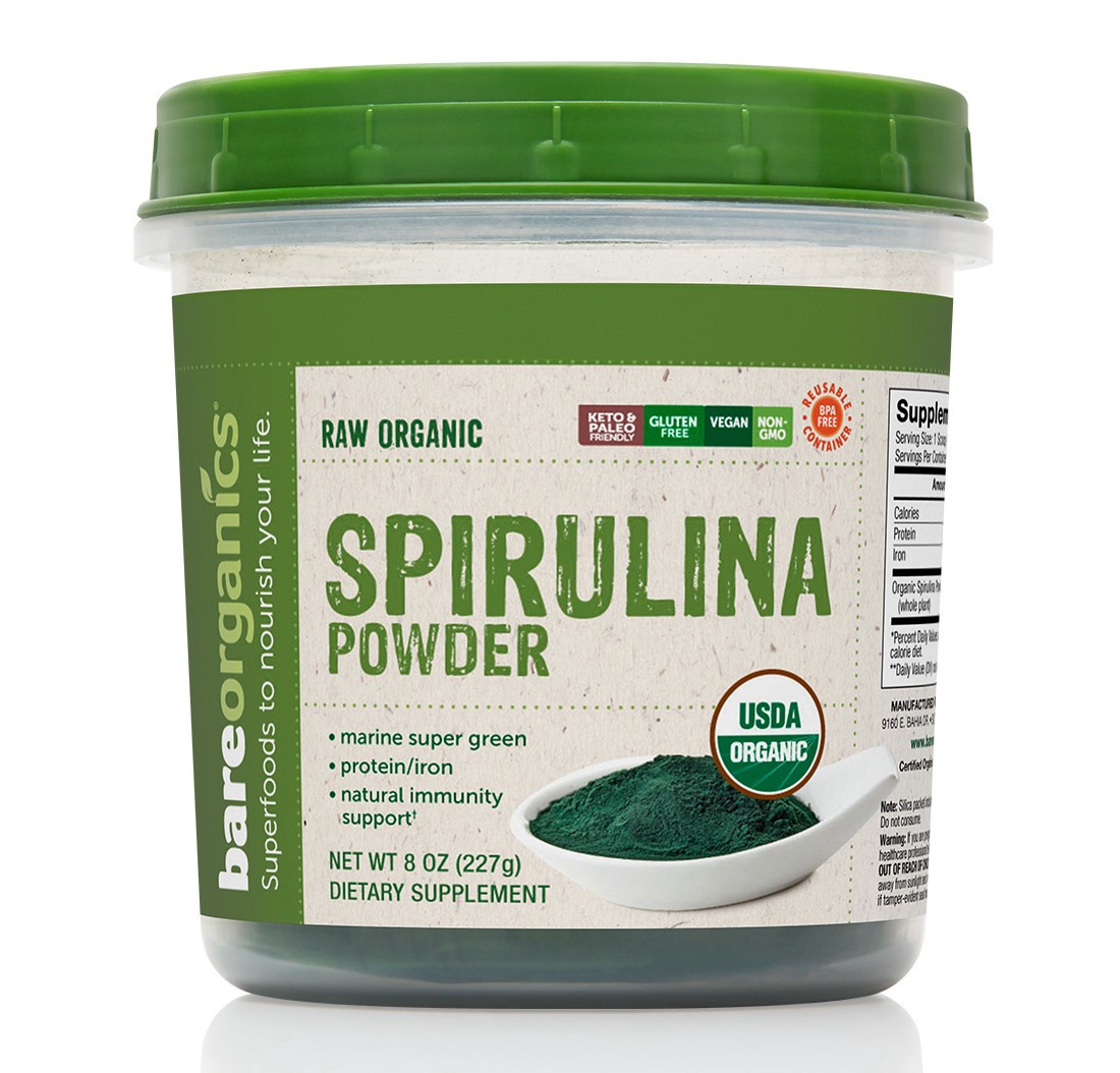 slide 1 of 3, BareOrganics Bare Organics Organic Powdered Spirulina, 8 oz