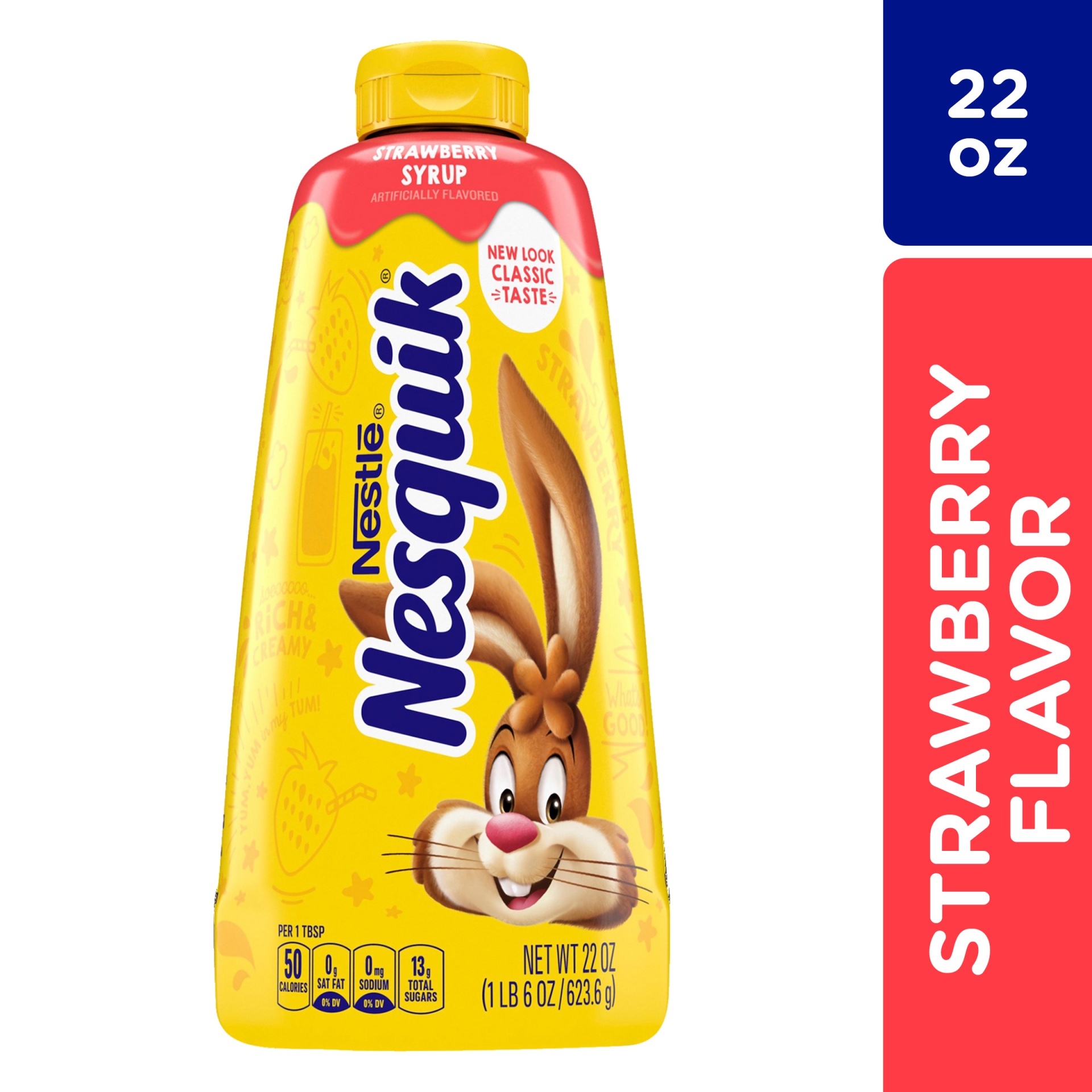 slide 1 of 8, Nesquik Strawberry Flavored Syrup, Strawberry Syrup for Milk or Ice Cream, 22 oz