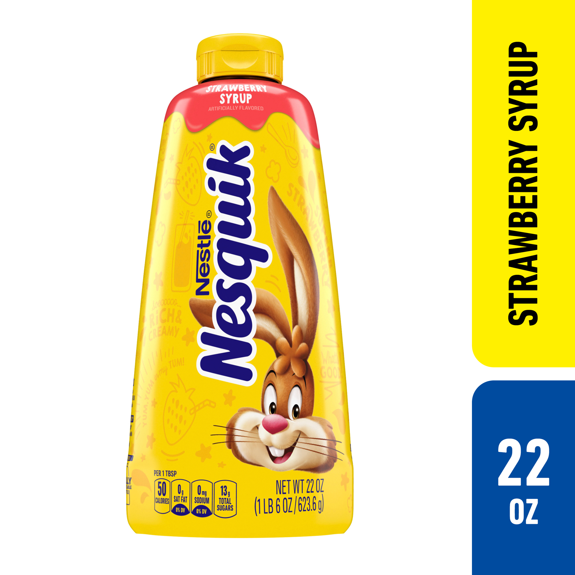 slide 1 of 7, Nesquik Strawberry Flavored Syrup, Strawberry Syrup for Milk or Ice Cream, 22 oz