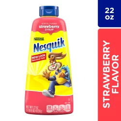 Nesquik Strawberry Flavored Syrup, Strawberry Syrup for Milk or Ice Cream