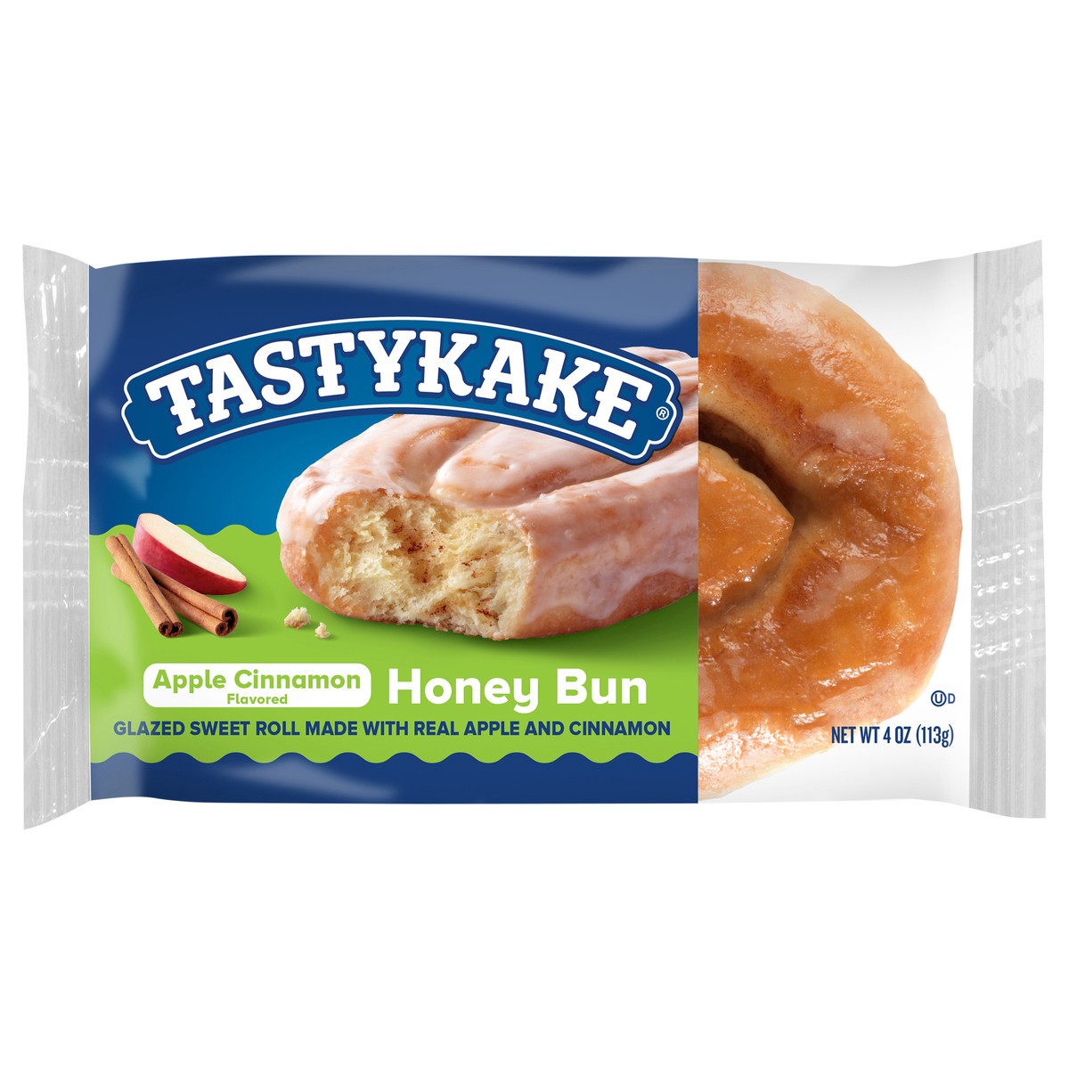 slide 8 of 12, Tastykake Apple Cinnamon Flavored Honey Bun, Individually Wrapped Pastry Snack, 4 oz, 4 oz