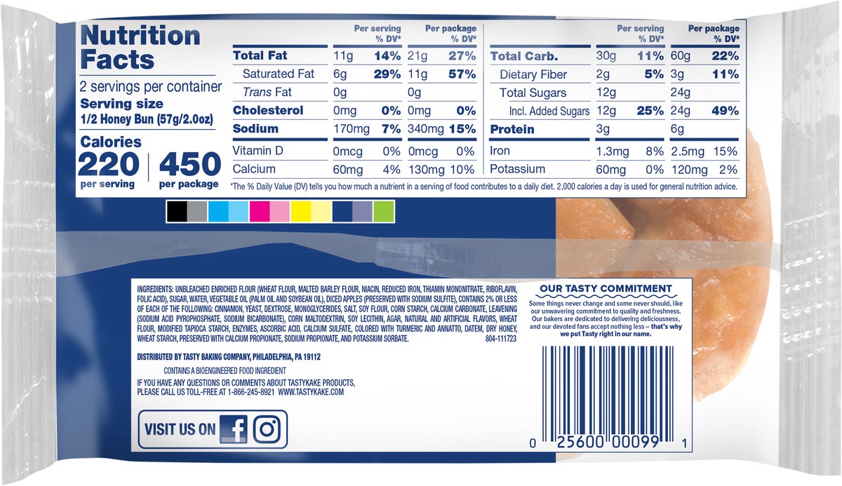 slide 11 of 12, Tastykake Apple Cinnamon Flavored Honey Bun, Individually Wrapped Pastry Snack, 4 oz, 4 oz