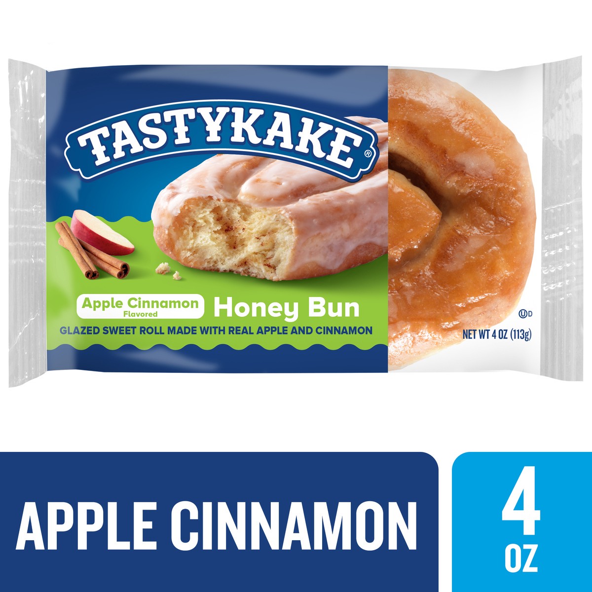 slide 6 of 12, Tastykake Apple Cinnamon Flavored Honey Bun, Individually Wrapped Pastry Snack, 4 oz, 4 oz