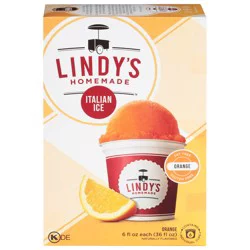 Lindy's Homemade Orange Italian Ice - 6 x 6 fl oz Cups