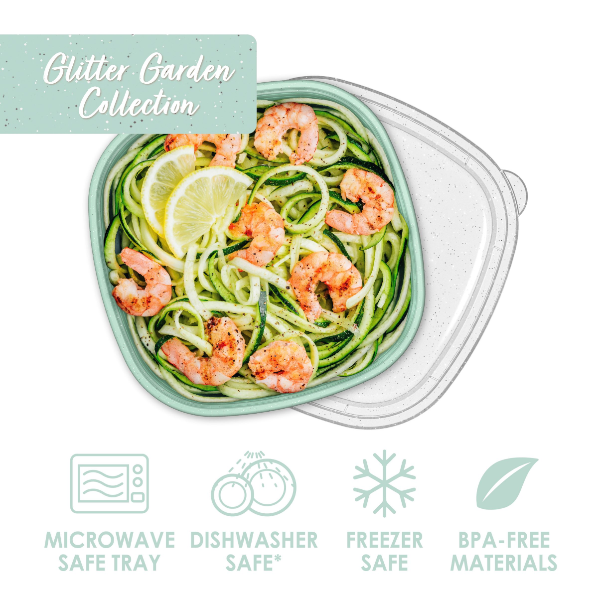 slide 4 of 4, Bentgo Prep 1-Compartment Bowl (Glitter Garden Collection) - Sage Leaf Glitter, 1 ct