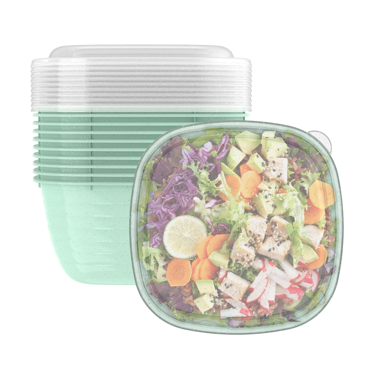 slide 1 of 4, Bentgo Prep 1-Compartment Bowl (Glitter Garden Collection) - Sage Leaf Glitter, 1 ct