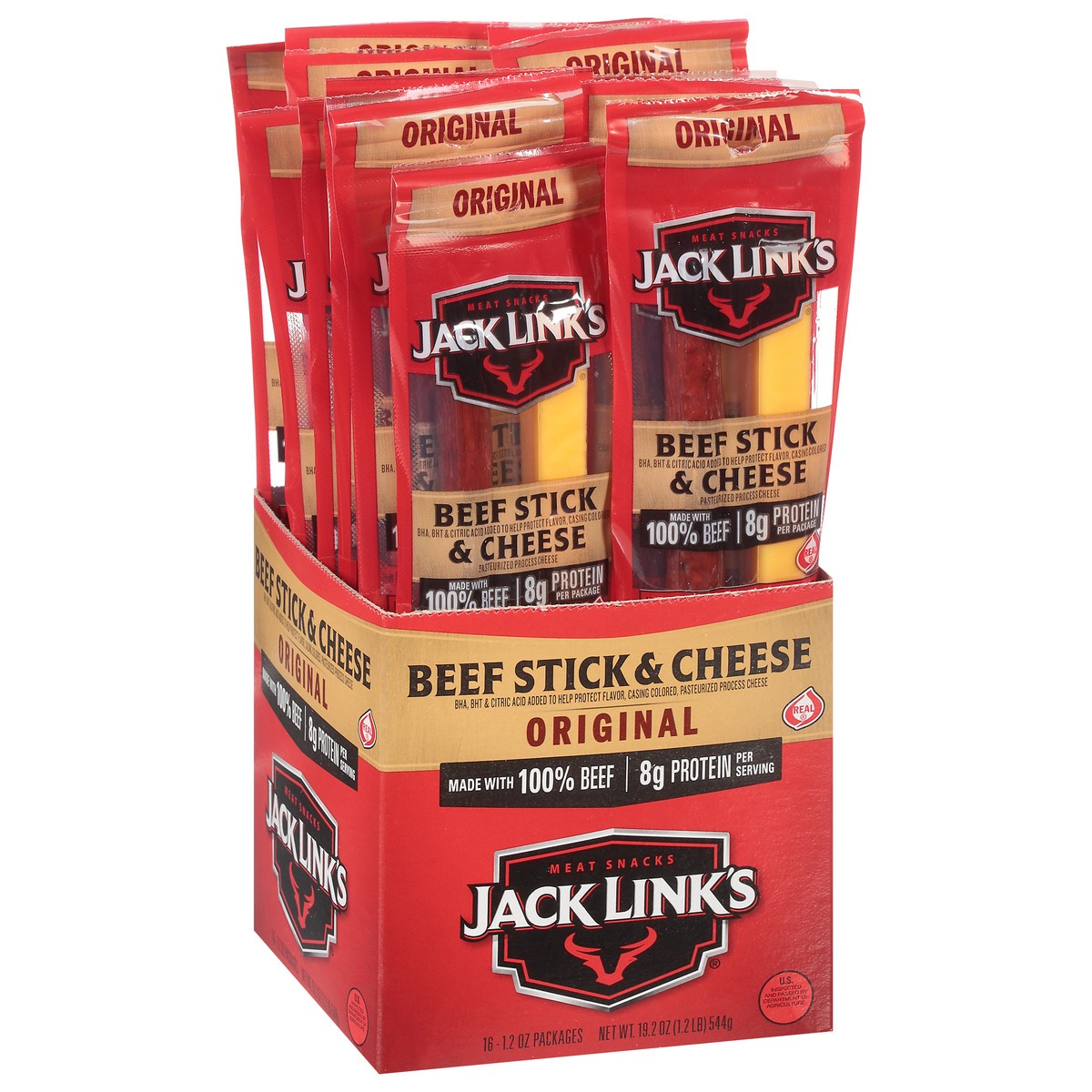 slide 4 of 12, Jack Link's Original Beef Stick & Cheese 16 ea, 16 ct