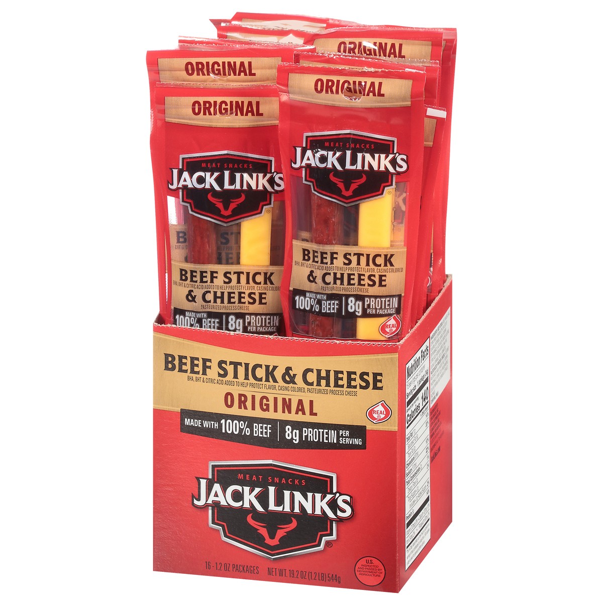slide 11 of 12, Jack Link's Original Beef Stick & Cheese 16 ea, 16 ct