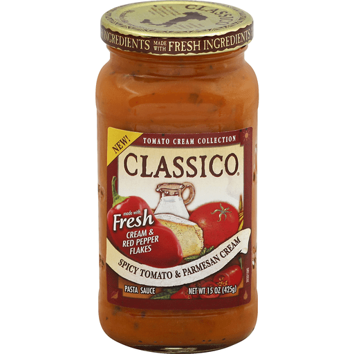 slide 1 of 1, Classico Tomato Cream Collection Spicy Tomato & Parmesan Cream Pasta Sauce, 15 oz