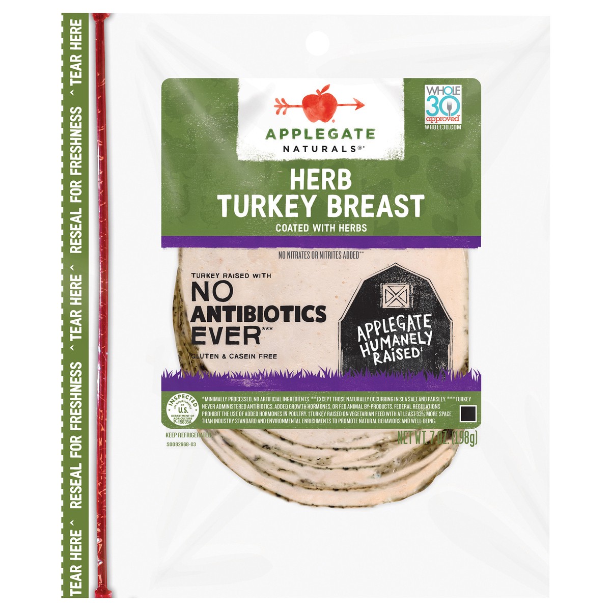 slide 1 of 9, Applegate Naturals Herb Turkey Breast, 7oz, 7.0 oz