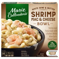 Marie Callender's White Wine and Butter Shrimp Mac and Cheese Bowl, Frozen Meal, 10.5 oz.