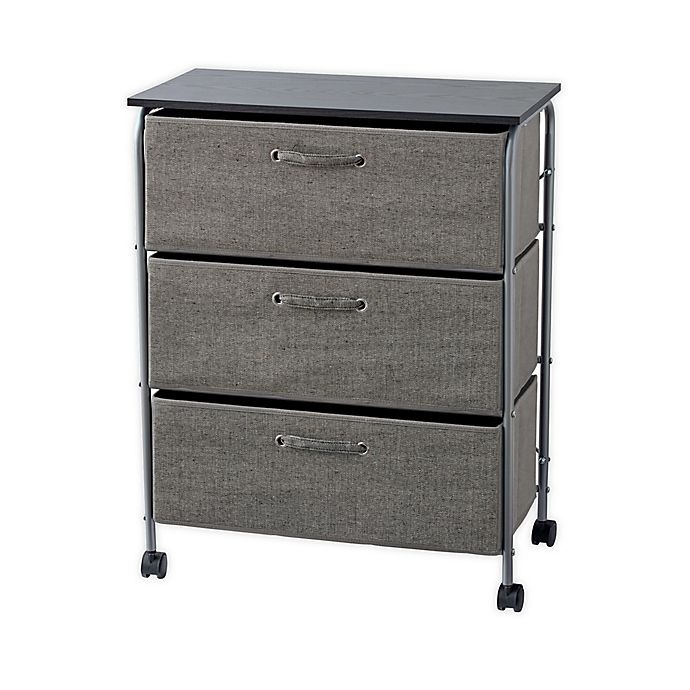 slide 1 of 2, ORG 3-Drawer Extra Wide Storage Cart with Wheels - Grey, 1 ct