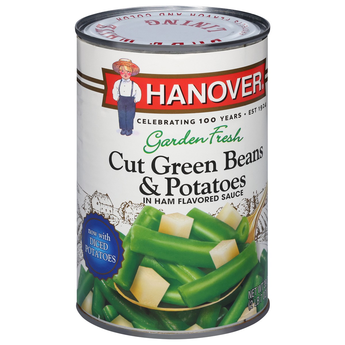 slide 12 of 13, Hanover Cut Green Beans & Potatoes in Ham Flavored Sauce 39 oz, 39 oz