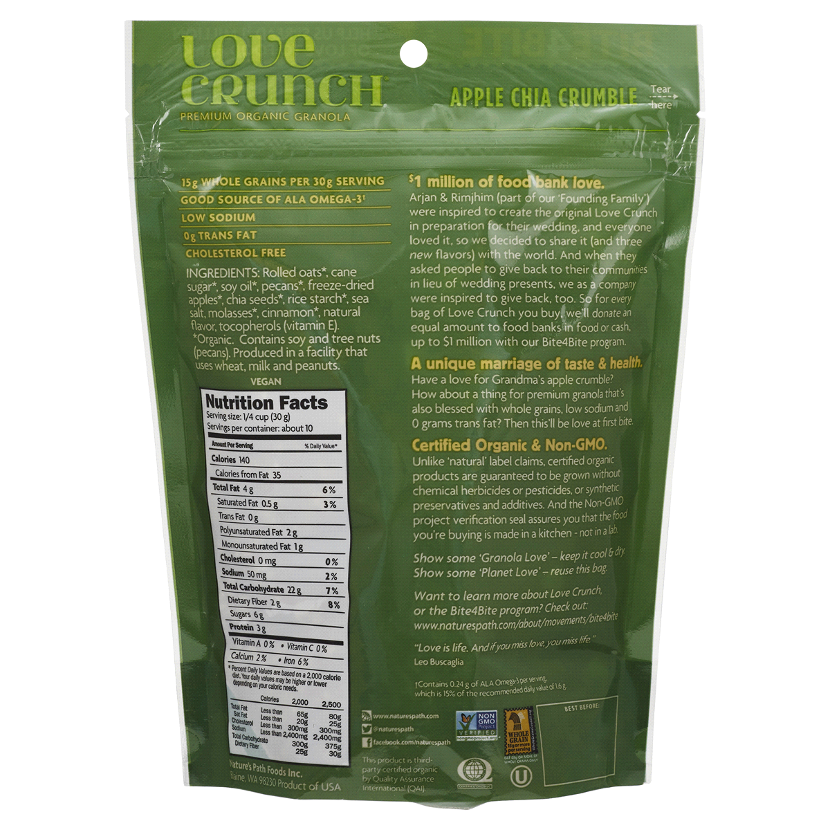 slide 2 of 3, Nature's Path Organic Love Crunch Organic Apple Crumble Granola 11.5oz Pouch, 11.5 oz