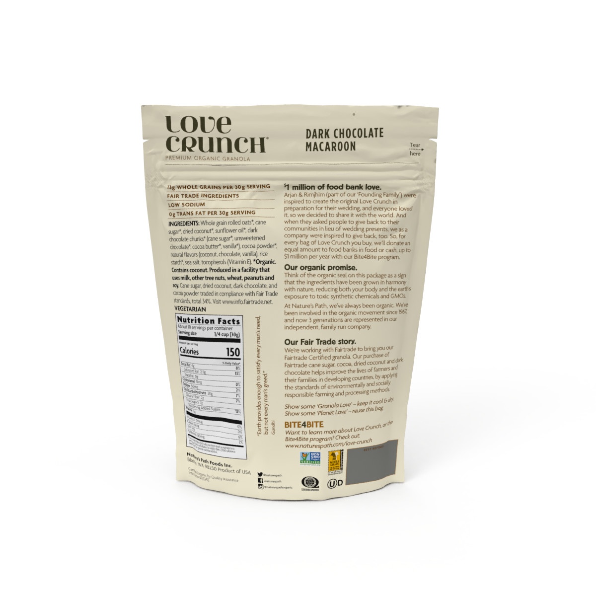 slide 4 of 6, Nature's Path Organic Love Crunch Organic Dark Chocolate & Coconut Granola 11.5oz Pouch, 11.5 oz