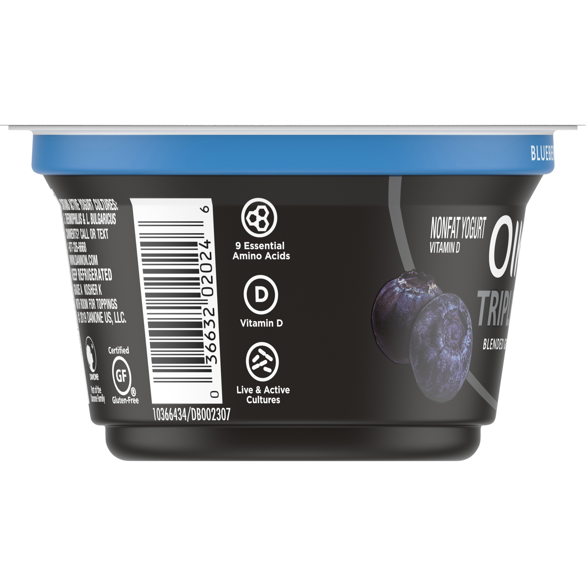 slide 4 of 5, Oikos Blueberry 15g Protein, 0g Added Sugar, Nonfat Greek Yogurt, 5.3 OZ Cup, 5.3 oz