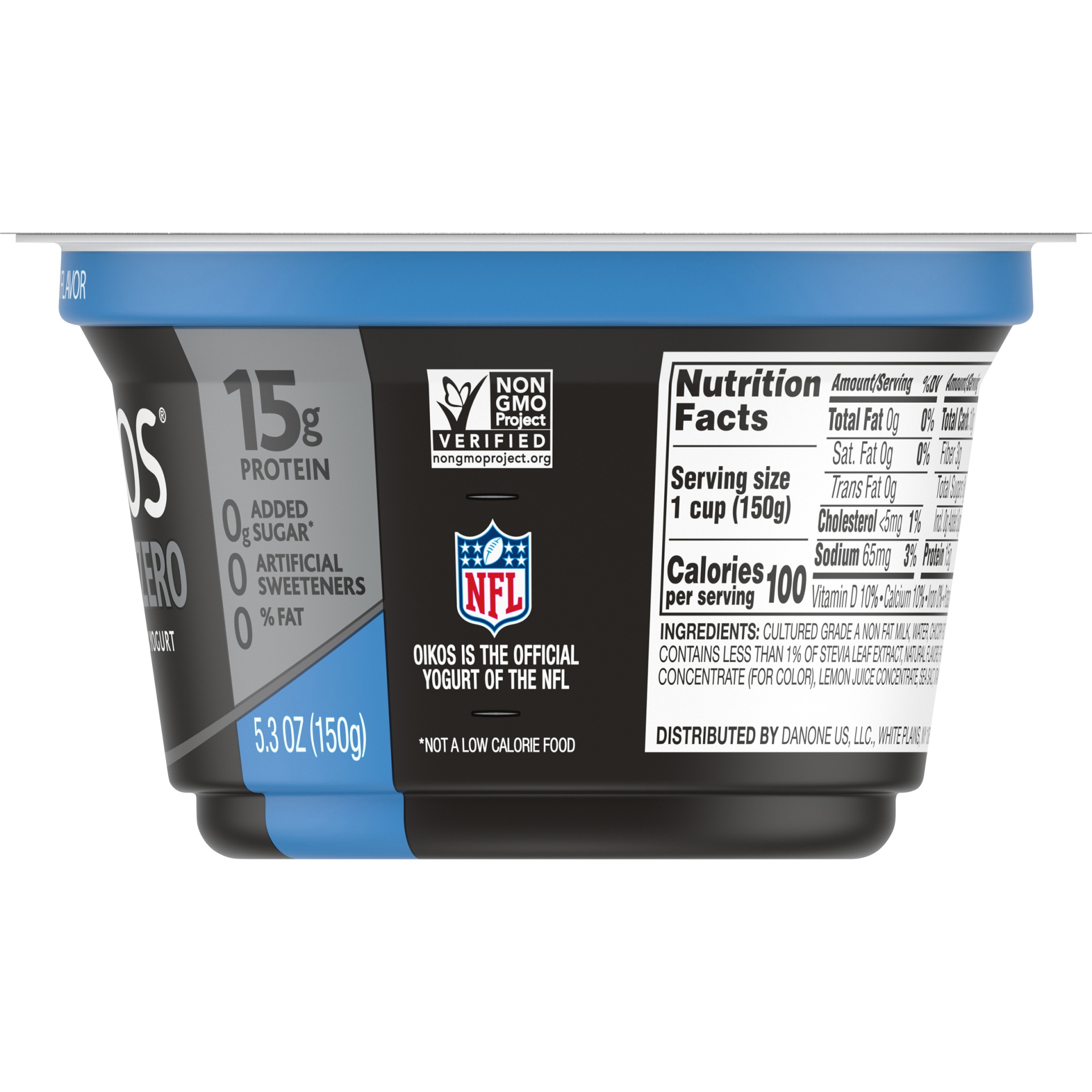 slide 3 of 5, Oikos Blueberry 15g Protein, 0g Added Sugar, Nonfat Greek Yogurt, 5.3 OZ Cup, 5.3 oz