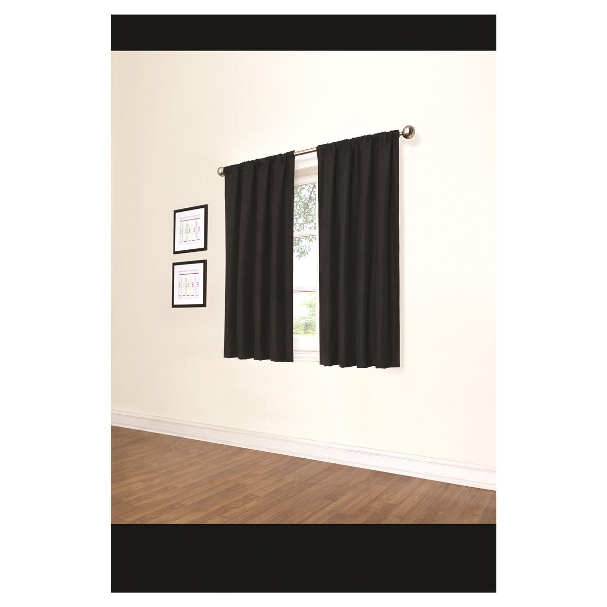 slide 1 of 1, Eclipse Kendall Blackout Window Curtain Panel - 63" - Black, 1 ct