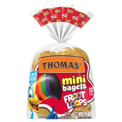 Thomas'' Froot Loops Mini Bagels, 10 count, Pre-sliced Bagels, 15 oz Bag