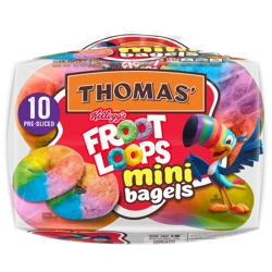 Thomas' Froot Loops Mini Bagels, 10 count, Pre-sliced Bagels, 15 oz Bag
