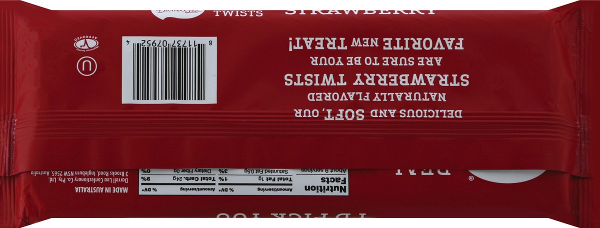 slide 6 of 8, Darrell Lea Strawberry Twists - Lay Down Bag , 10 oz