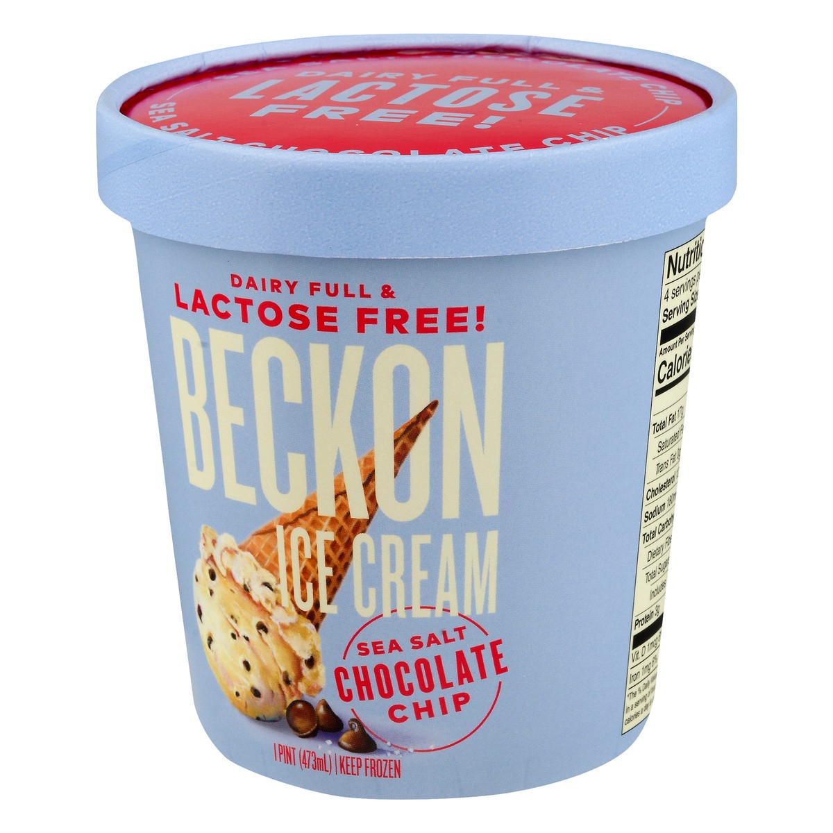 slide 3 of 9, Beckon Lactose Free Sea Salt Chocolate Chip Ice Cream 1 pt, 16 fl oz