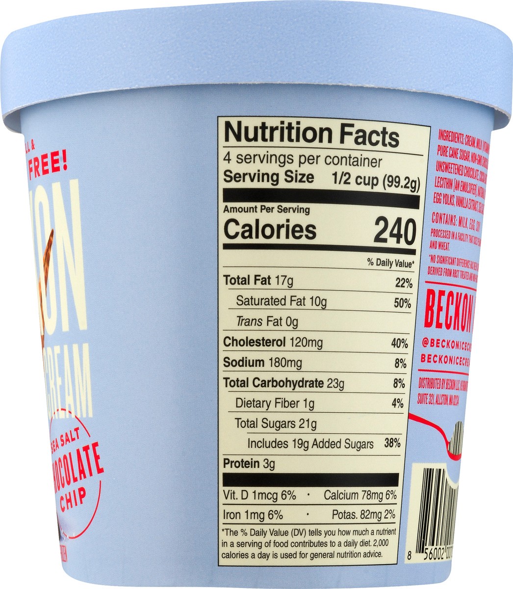 slide 8 of 9, Beckon Lactose Free Sea Salt Chocolate Chip Ice Cream 1 pt, 16 fl oz