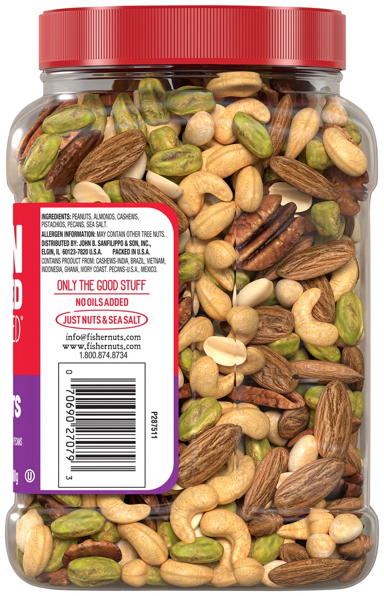slide 3 of 9, Fisher Never Fried Oven Roasted with Sea Salt Mixed Nuts with Peanuts 24 oz, 24 oz