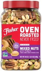 Fisher Never Fried Oven Roasted with Sea Salt Mixed Nuts with Peanuts 24 oz