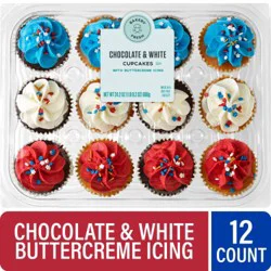 Bakery Fresh Patriotic Chocolate and White Cupcakes with Buttercreme Icing