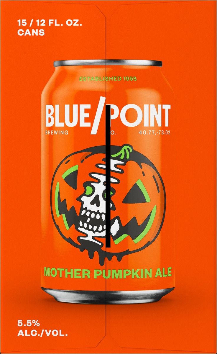 slide 9 of 9, Blue Point Brewing Co. Mother Pumpkin Ale Beer 15 - 12 fl oz Cans, 12 oz