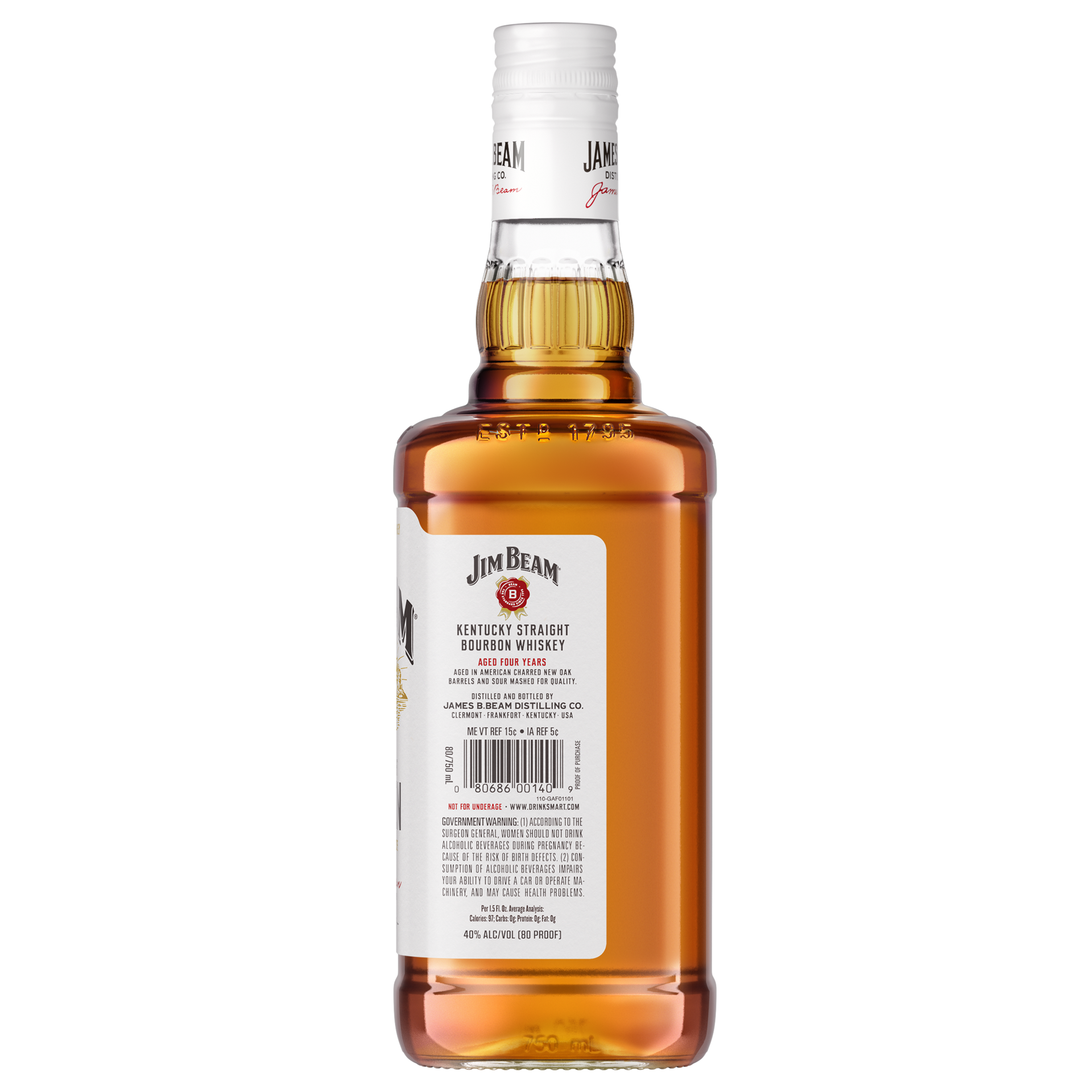 slide 3 of 4, Jim Beam Kentucky Straight Bourbon Whiskey 750 ml, 750 ml