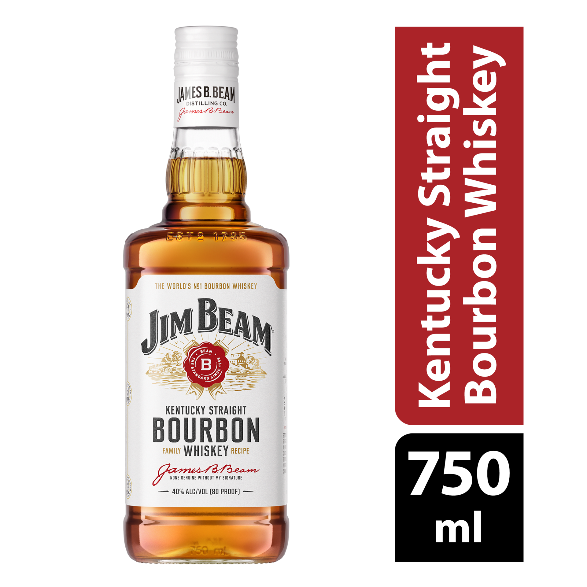 slide 1 of 4, Jim Beam Kentucky Straight Bourbon Whiskey 750 ml, 750 ml