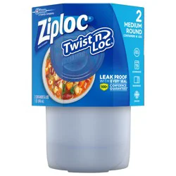 Ziploc Brand, Food Storage Containers with Lids, Twist ’n Loc, Medium Round, 2 ct