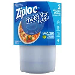 Ziploc Brand, Food Storage Containers with Lids, Twist ’n Loc, Medium Round, 2 ct