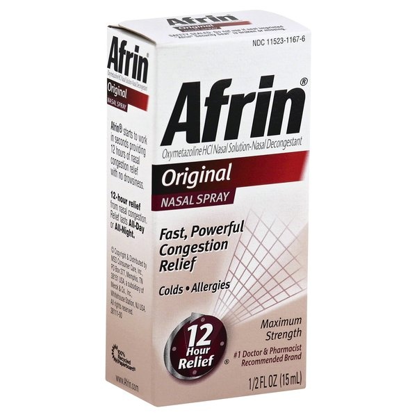 slide 1 of 1, Afrin Nasal Spray, 12 Hour Original, 0.5 oz