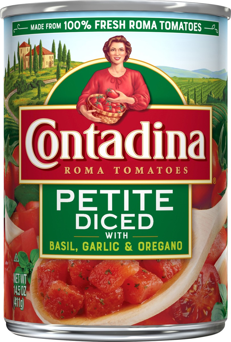 slide 7 of 7, Contadina Petite Diced Basil Garlic & Oregano Roma Tomatoes 14.5 oz, 14.5 oz