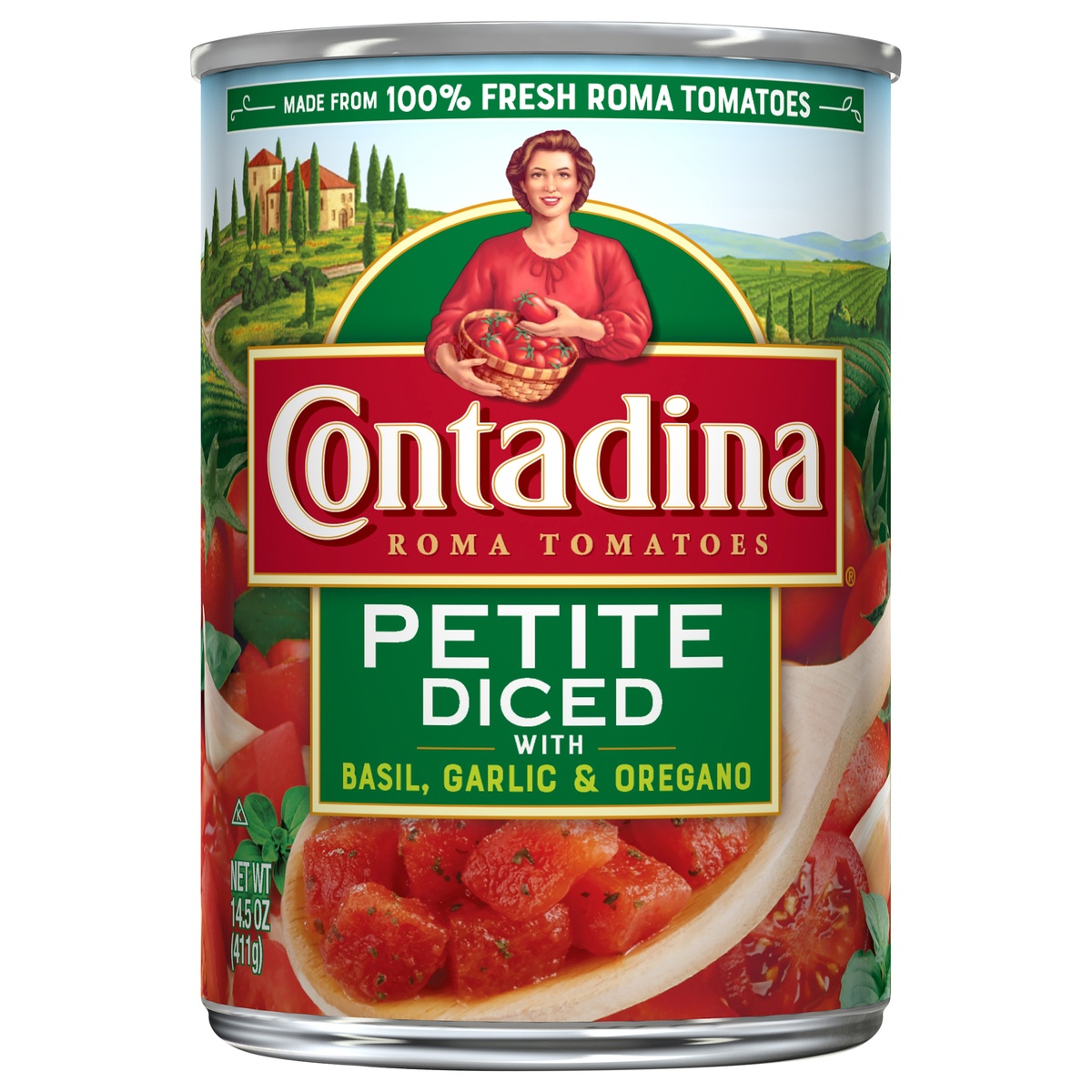 slide 1 of 2, Contadina Petite Diced Tomatoes With Basil Garlic & Oregano, 