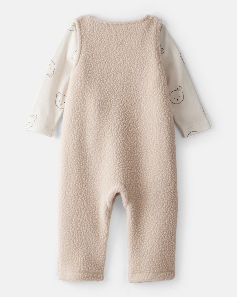 slide 5 of 6, Carter's Carters Baby Boy 2-Piece Bear Sherpa Long-Sleeve Overall Set - Brown Beige 12M, 2 pc